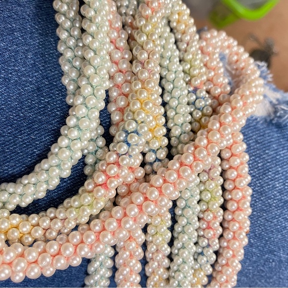 Vintage Crochet Beaded Necklace Set of 3 Kitchy Artisan Made - Picture 4 of 9